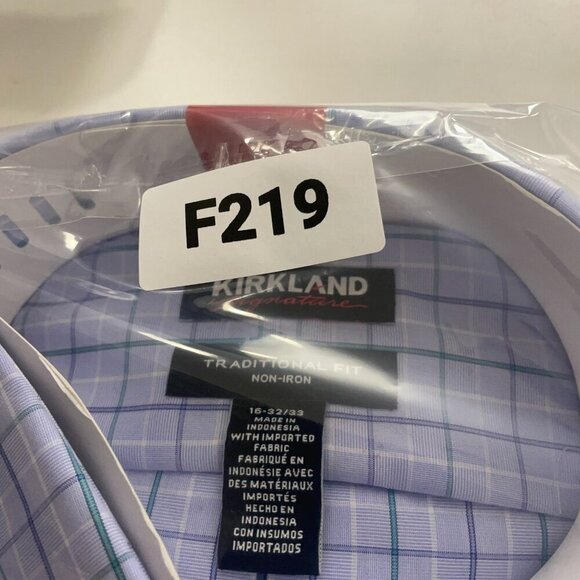 NEW Kirkland Signature Mens 16x32/33 Traditional Fit Non-Iron Dress Shirt Blue - Picture 5 of 5